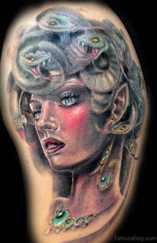 Realistic Medusa Girl Tattoo