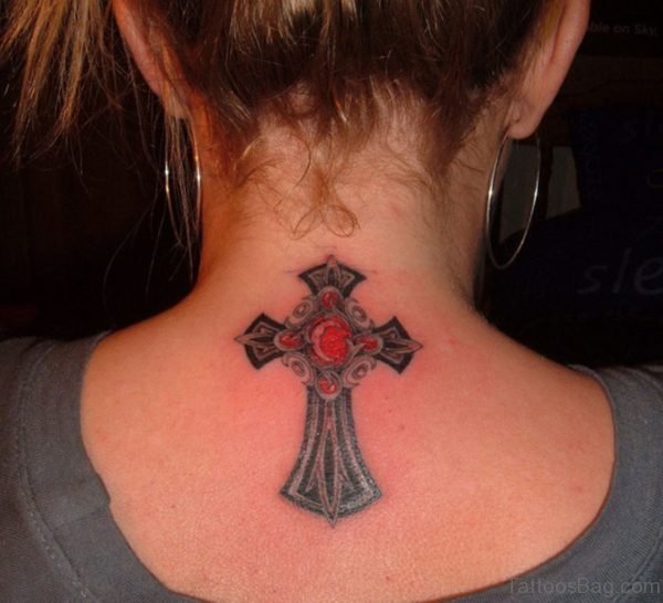Red And Black Cross Tattoo