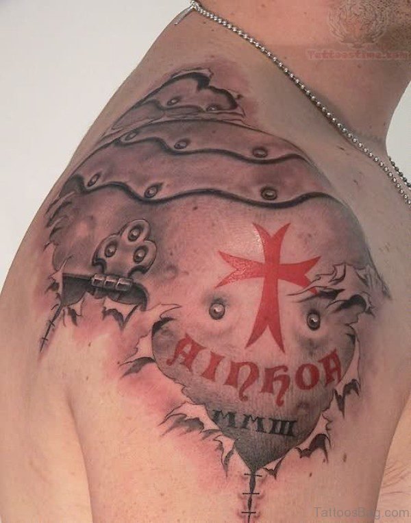 Red Cross Roman Rip Tattoo