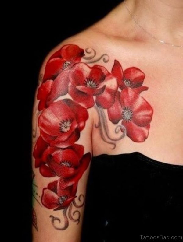Red Flowers Designer Tattoo