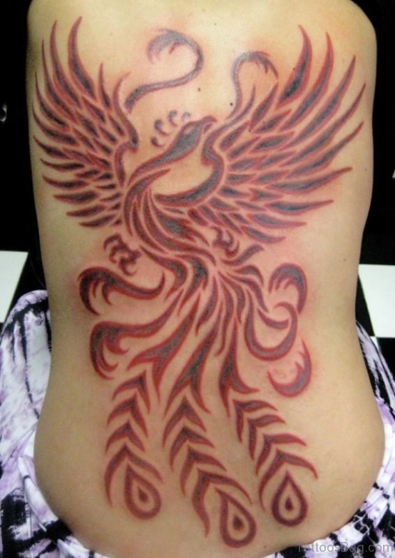 Red Tribal Phoenix Tattoo