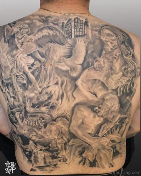 Religious Tattoo Design On Full Back