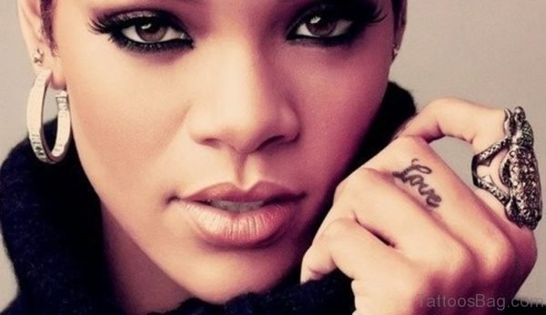 Rihanna Love Finger Tattoo