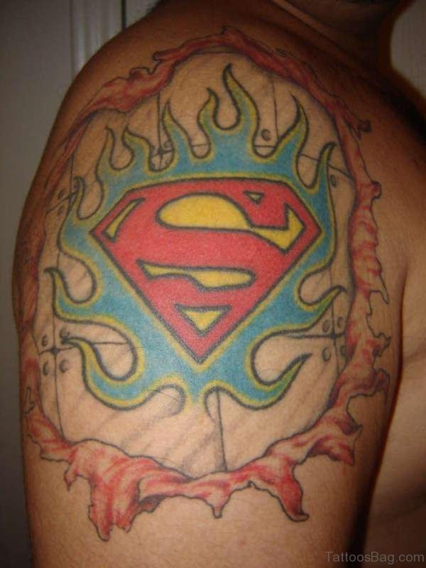 Ripped Superman Tattoo On Shoulder
