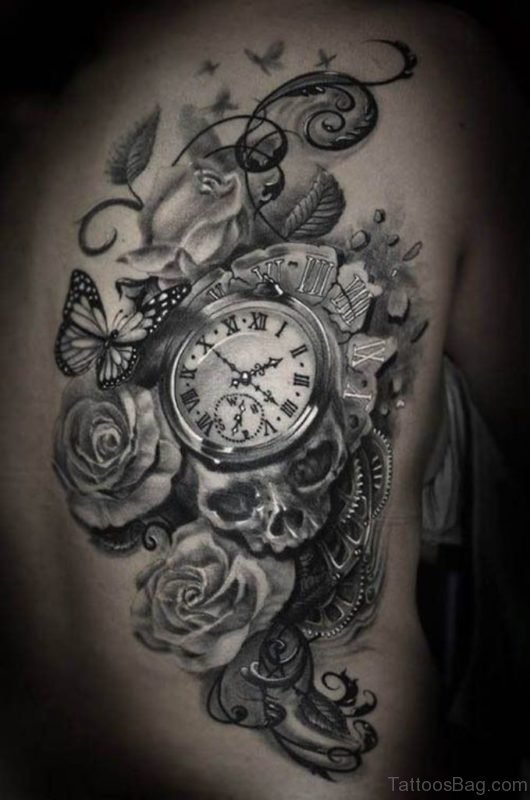 Rose And Clock Tattoo