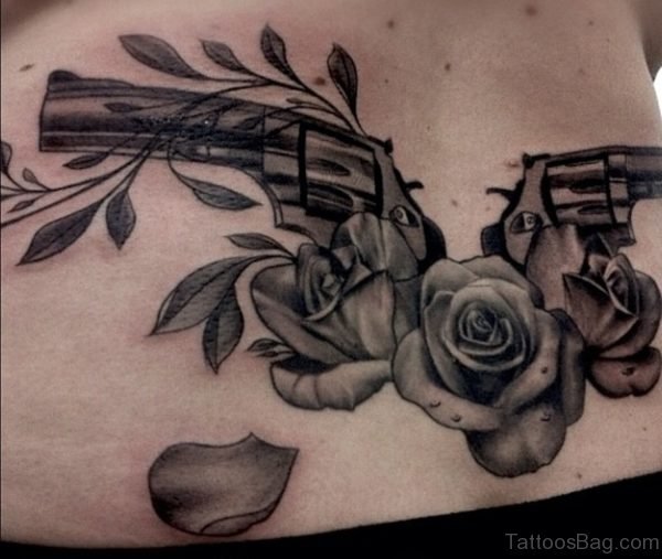 Rose And Gun Tattoo