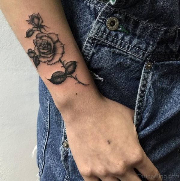 Awesome Rose Flower Tattoo Design