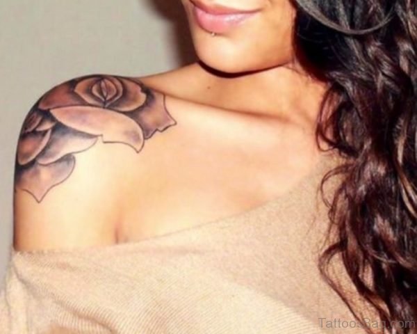 Rose Flower Tattoo On Shoulder-st46106ST1106