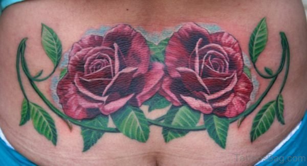 Rose Tattoo On Lower Back