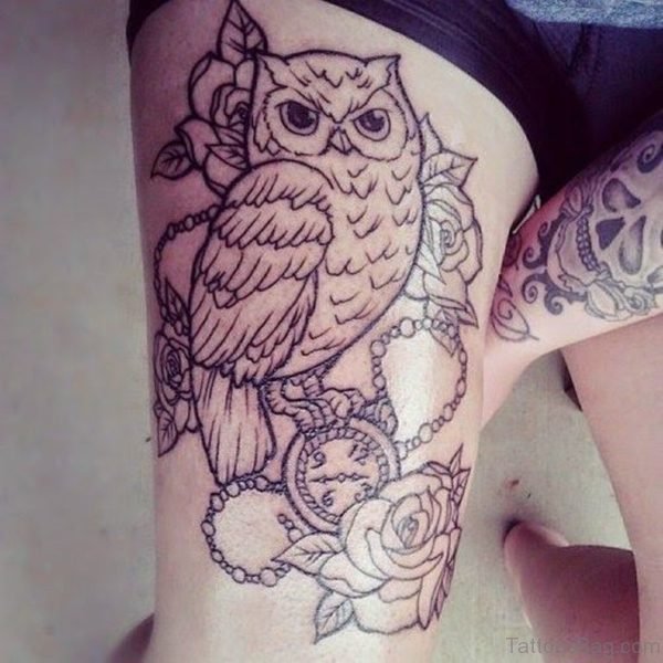 Rose With Owl Tattoo
