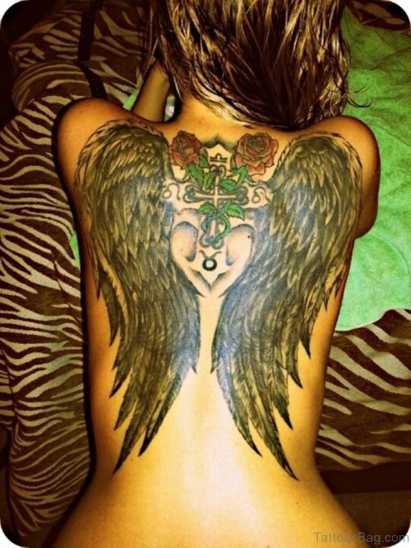 Rose Cross And Angel Tattoo