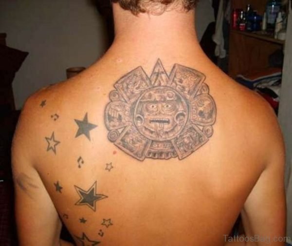 Round Aztec Tattoo Design On Back