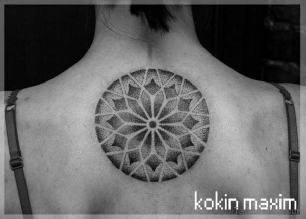 Round Geometric Tattoo On Back