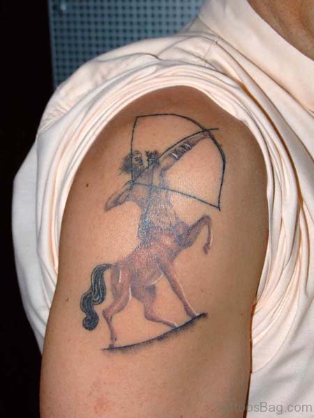 Sagittarius Tattoo On Right Shoulder