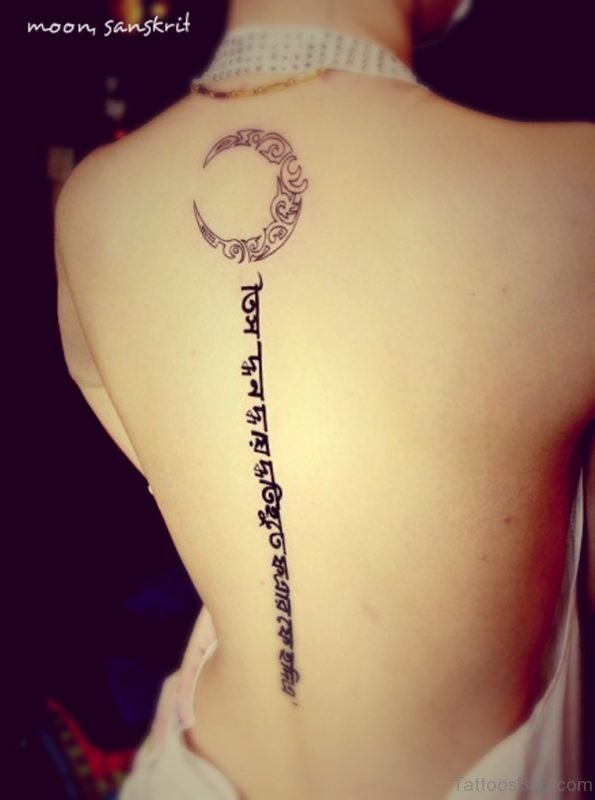 Sanskrit Wording and Moon Tattoo
