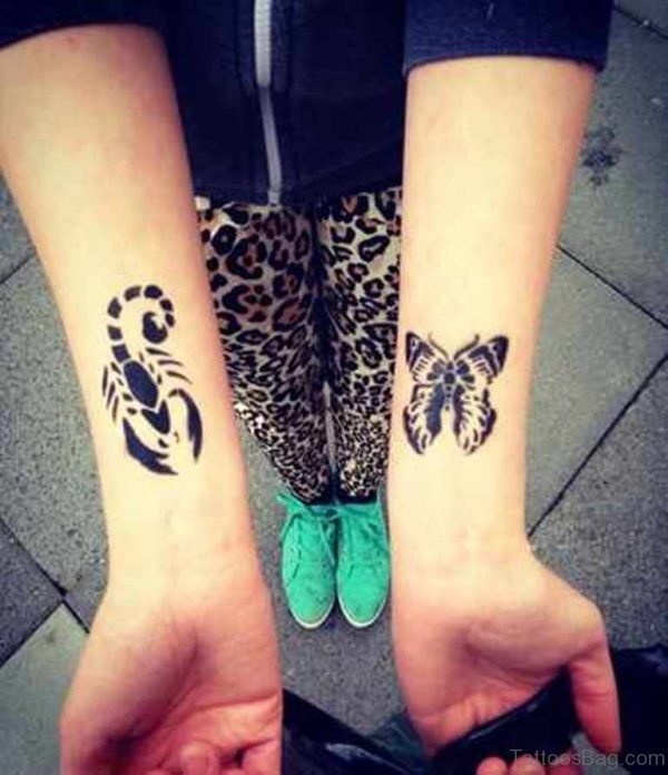 Scorpion And Butterfly Tattoo