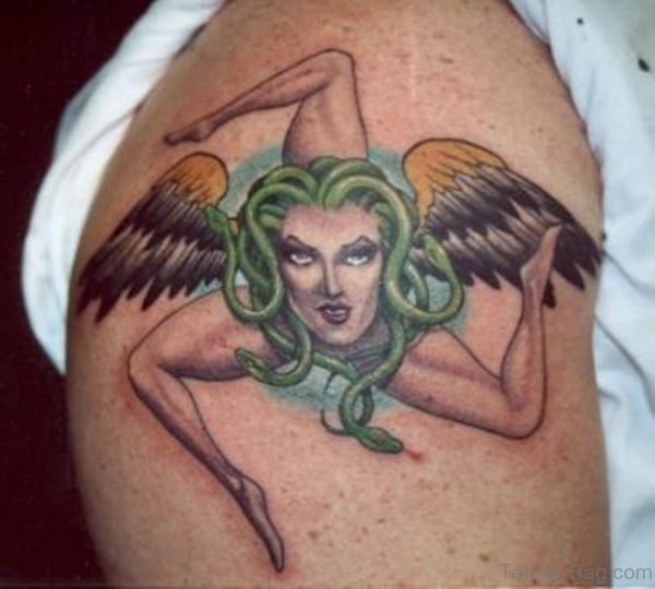 Sicilian Medusa Tattoo On Shoulder