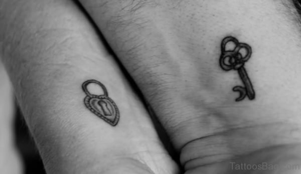 Simple Black Lock And Key Tattoo