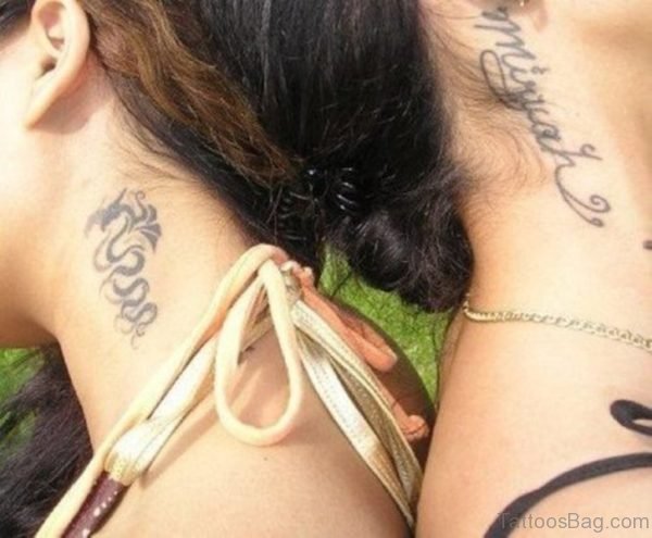 Simple Dragon Neck Tattoo