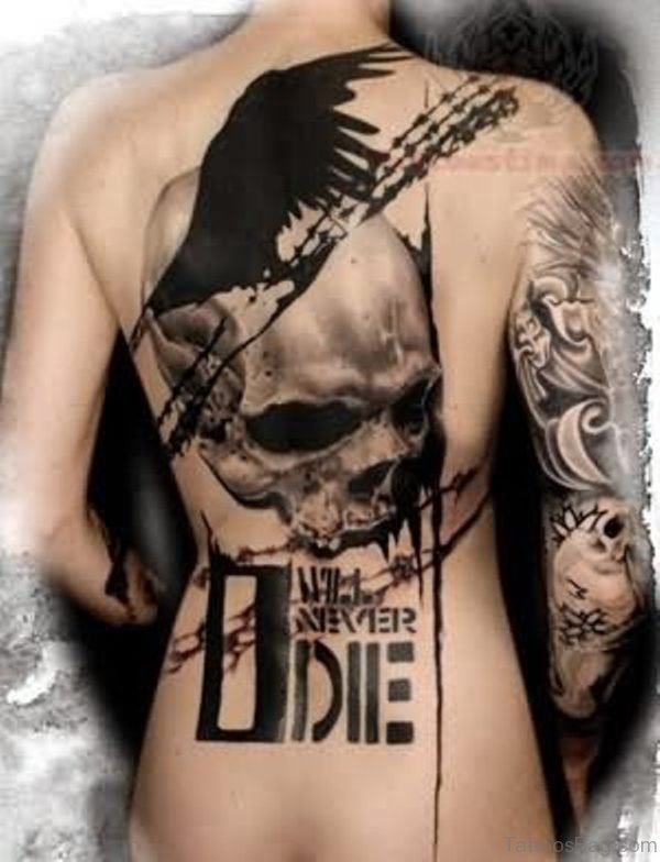Skull And Crow Tattoo Design 