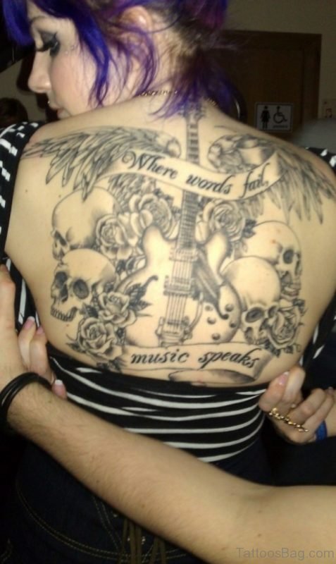 Skull And Lettering Tattoo