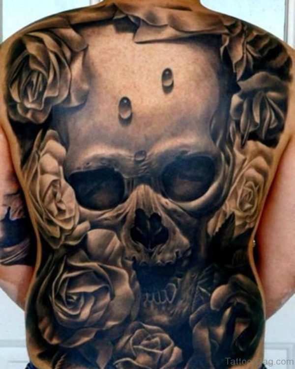 Skull And Rose Tattoo