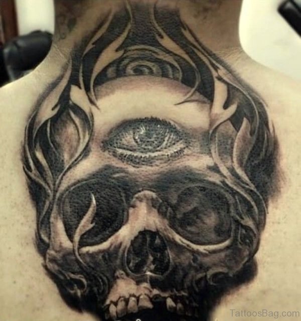 Skull Head Tattoo On Back