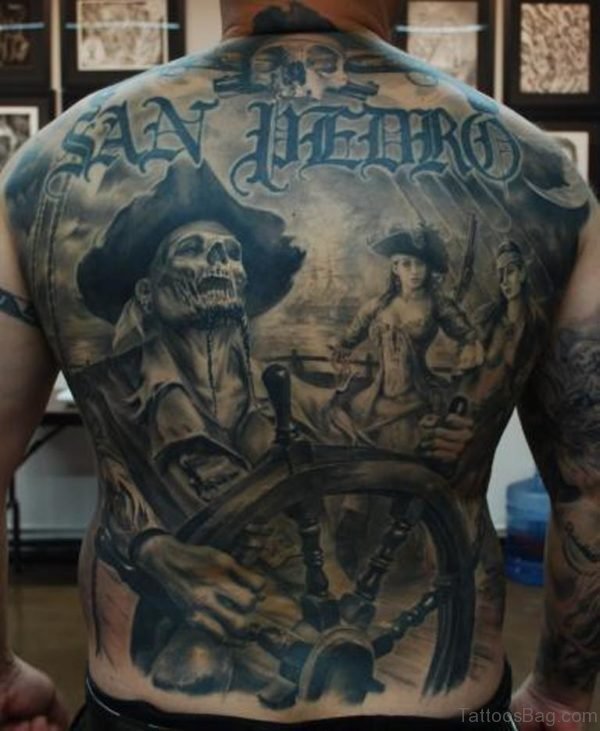 Skull Tattoo On Full Back
