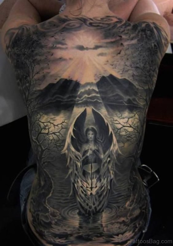 Skull Tattoo On Full Back
