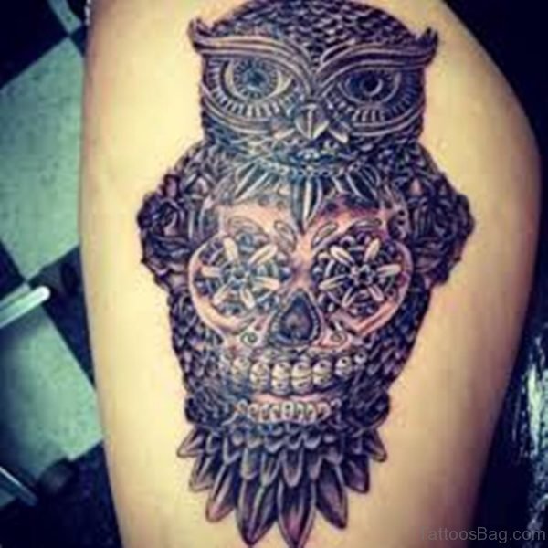Skull With Owl Tattoo