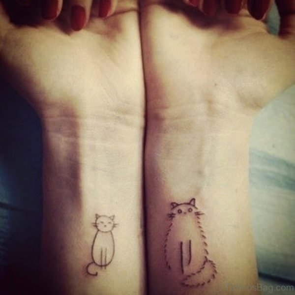Small Fat Cat Tattoo On Wrist