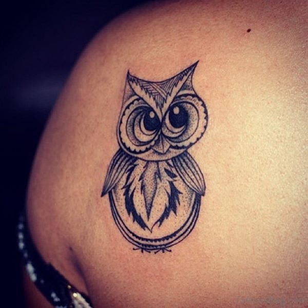 Small Owl Tattoo On Back
