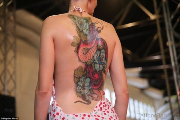 Snake And Flower Tattoo
