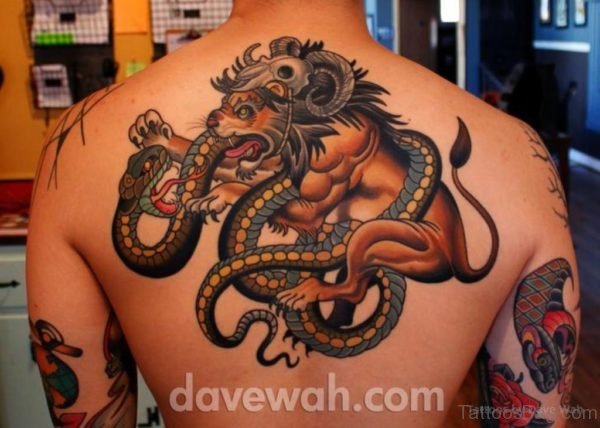 Snake And Lion Tattoo