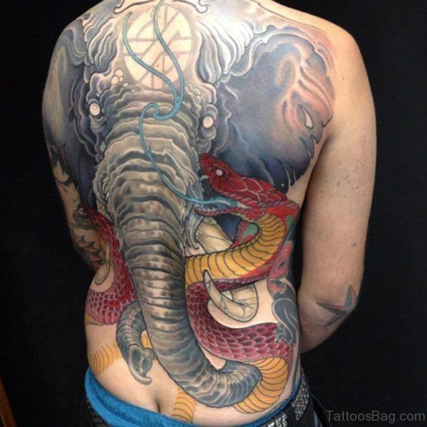 Elephant And Snake Tattoo