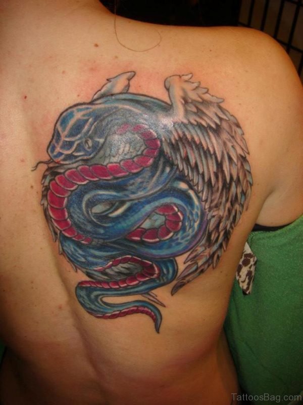 Elegant Snake Tattoo On Back