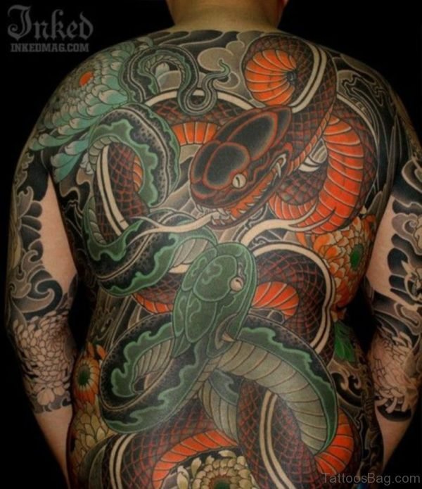 Snake Tattoo On Full Back