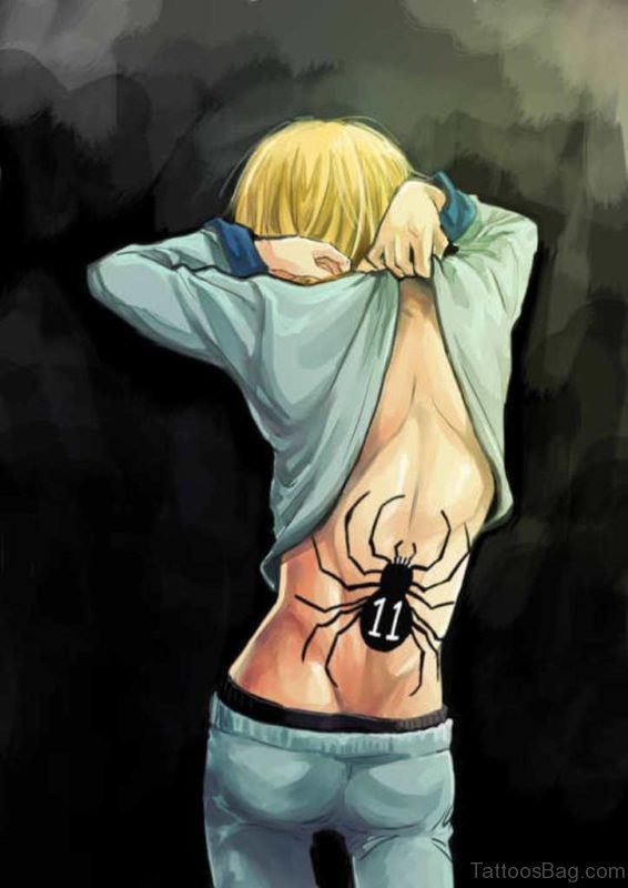 Spider Tattoo Design On Lower Back