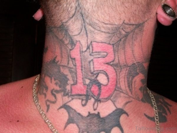Spider Wed Tattoo On Neck