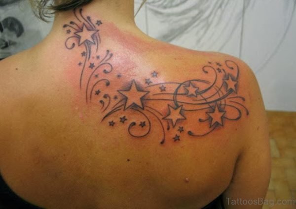 Stars Designer Tattoo On Shoulder