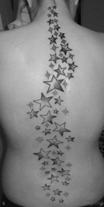 Stars Tattoo On Full Back