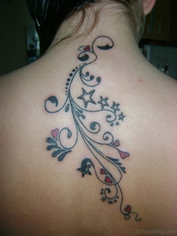 Stars Vine Tattoo On Back