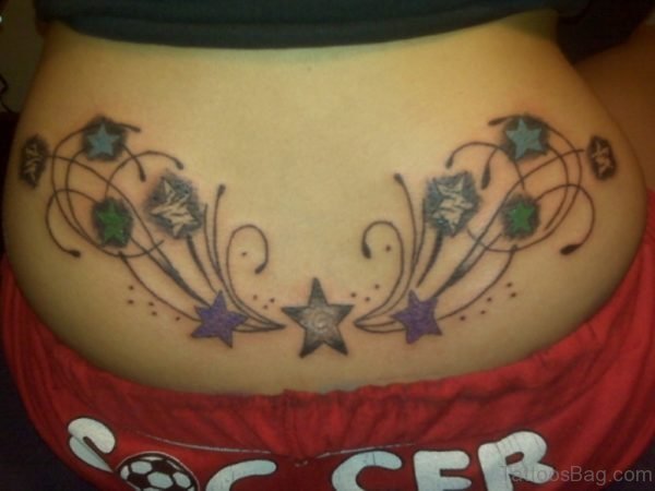 Stars Vine Tattoo On Lower Back