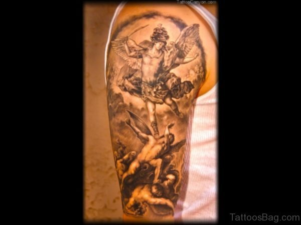 Stunning Angel Tattoo On Shoulder