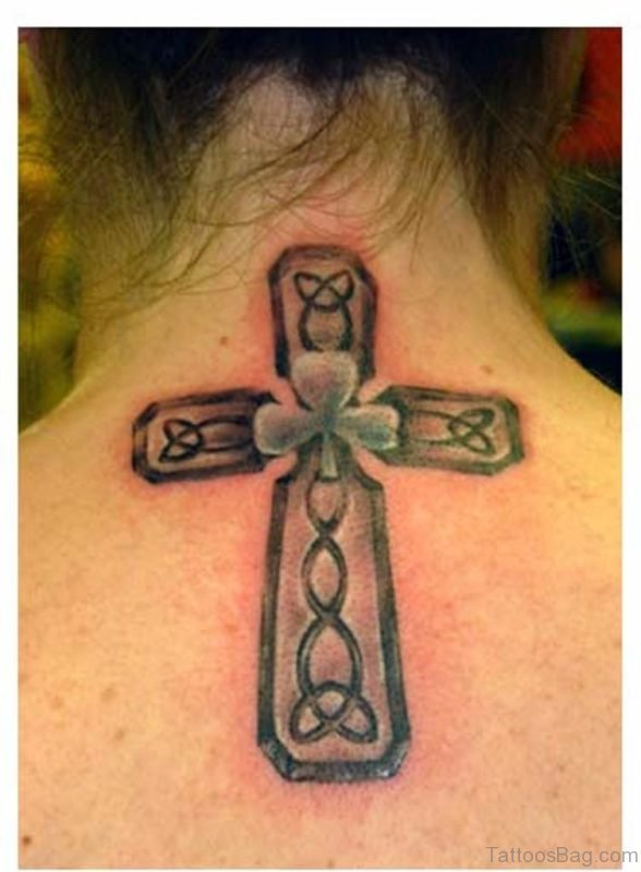 Stunning Celtic Cross Neck Tattoo