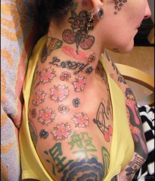Stunning Colored Tattoo On Neck
