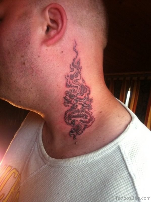 Stunning Dragon Tattoo On Neck