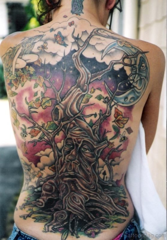 Stunning Tree Tattoo On Full Back