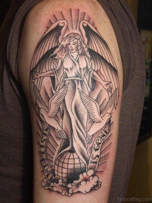 Stylish Angel Shoulder Tattoo Design