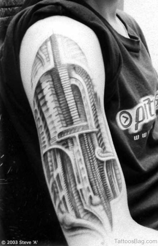 Bio Mechanical Tattoo On Arm
